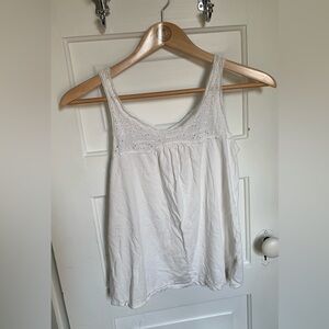 White Sleeveless Top with lace collar